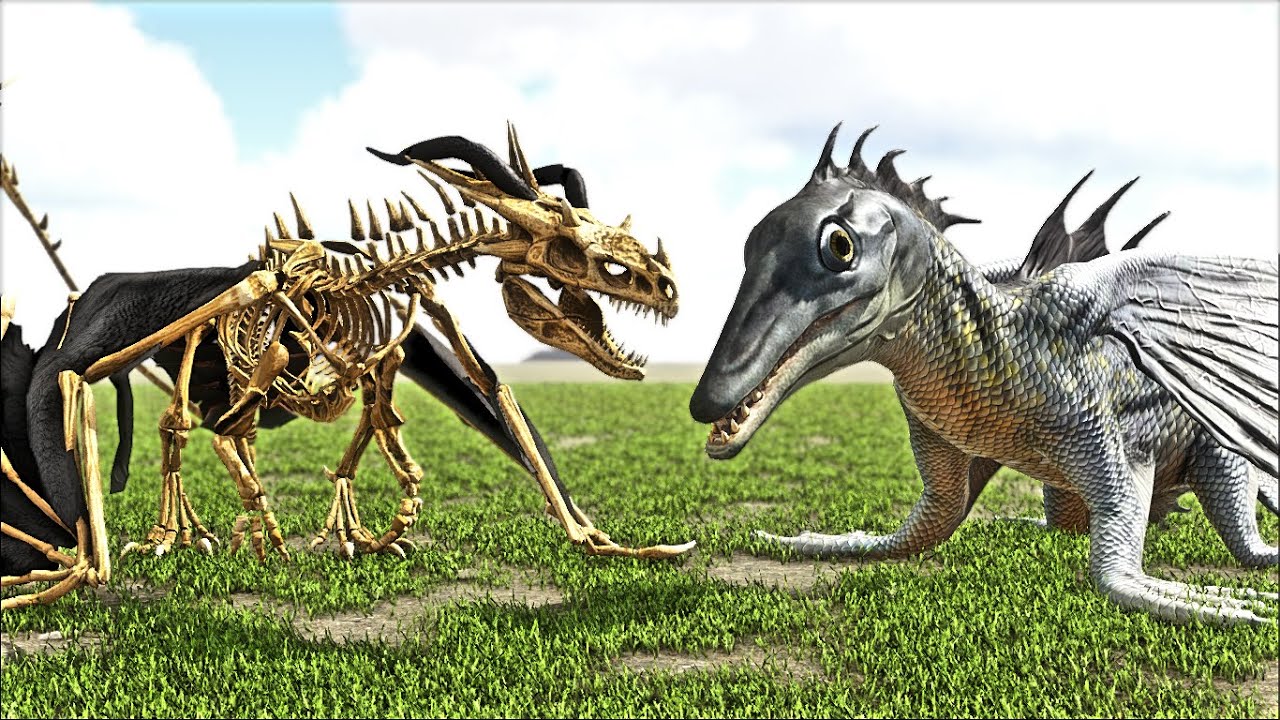 SKELLTOR BONE DRAGON VS IKUCHI FISH DRAGON DEADLY BATTLE (ARK SURVIVAL EVOLVED BATTLE DRAGONS)