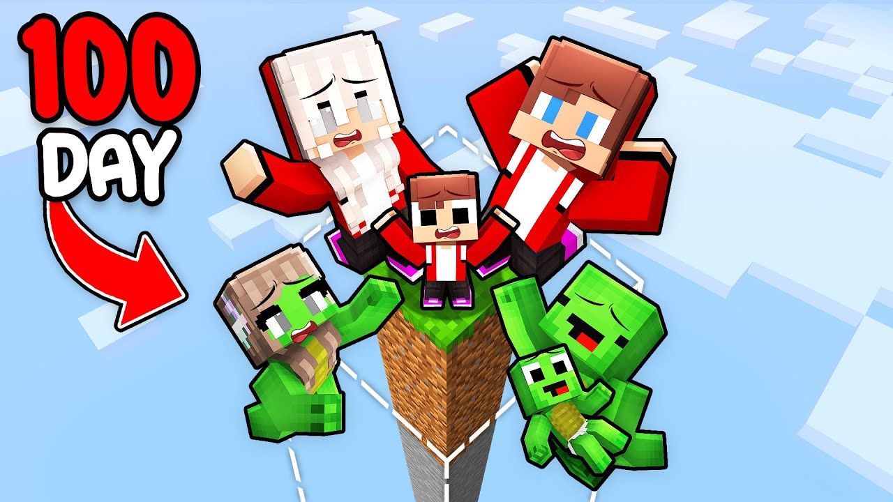 Mikey Family and JJ Family Survived 100 Days in an EXPANDING WORLD in Minecraft (Maizen)