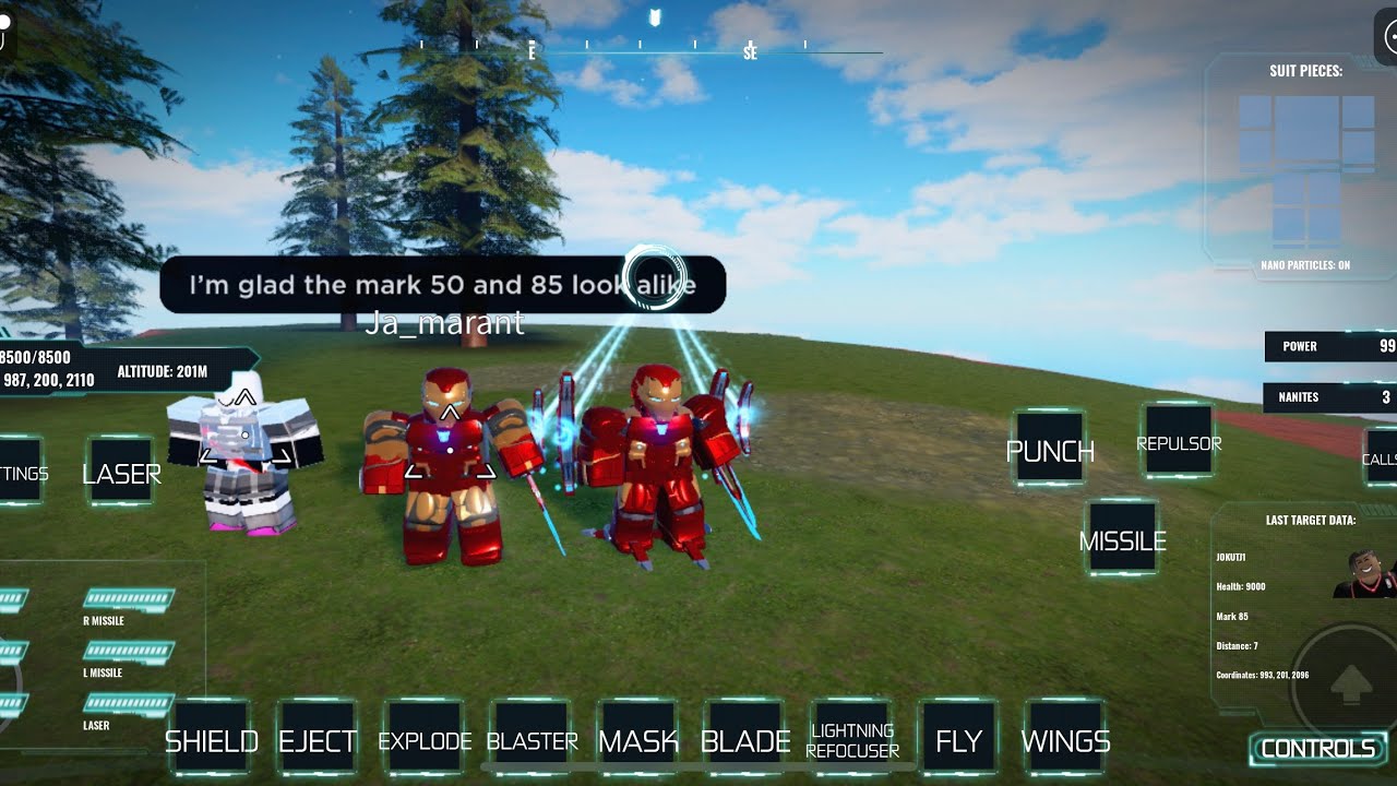 Roblox Iron Man battlegrounds I love using mark 49￼