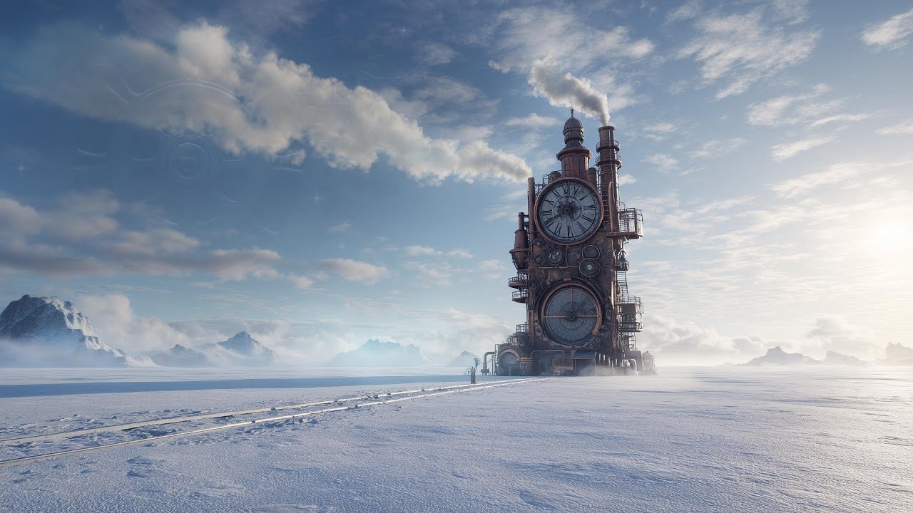 Frozen Timeworks on the White Horizon | Winter Steampunk Ambient (No Vocals) Sleep Study Focus