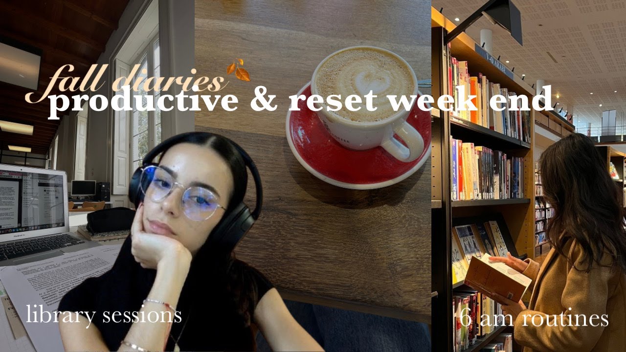 fall productive & reset week end | study sessions, selfcare, library, journaling, books, gym...