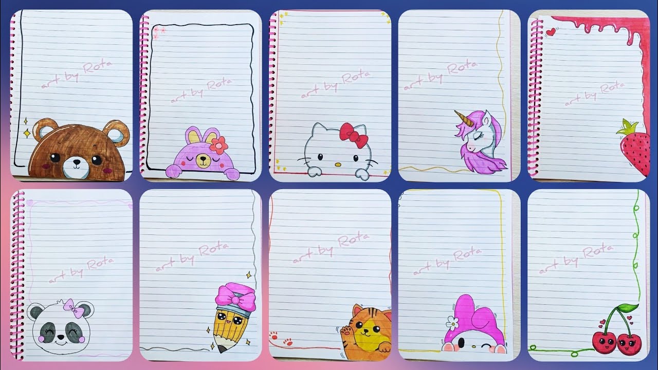 تزيين دفاتر سهل متنوعة /تزيين الدفتر /تسطيرات دفاتر /20 beautiful border designs