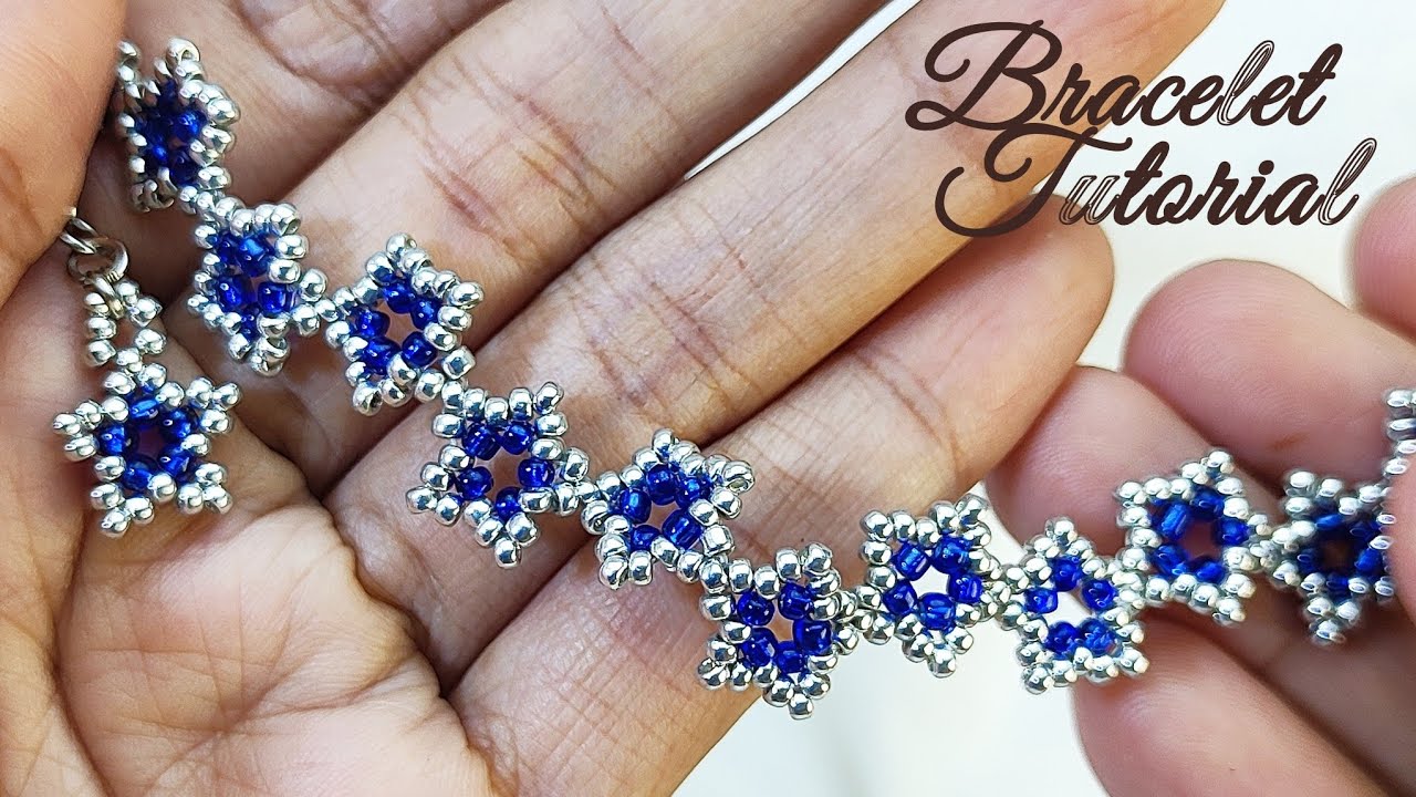 DIY beaded bracelet/make a star pattern bracelet with seed beads, easily