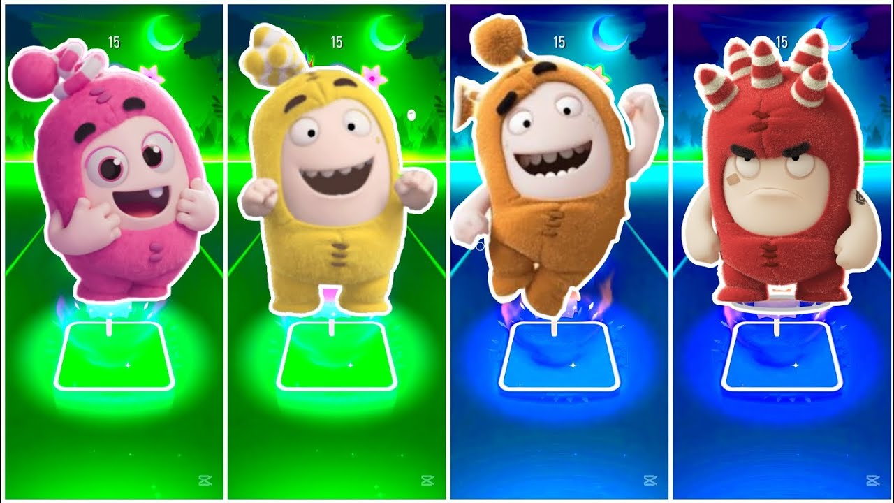 Oddbods Newt Vs Oddbods Bubbles VS Oddbods Slick Vs Oddbods Fuse - Tiles Hop Edm Rush🎶
