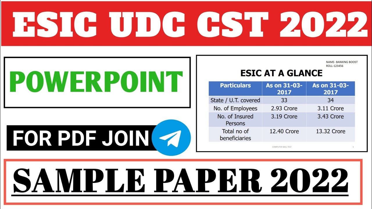 Esic udc Computer skill test | Sample paper 2022 | PowerPoint
