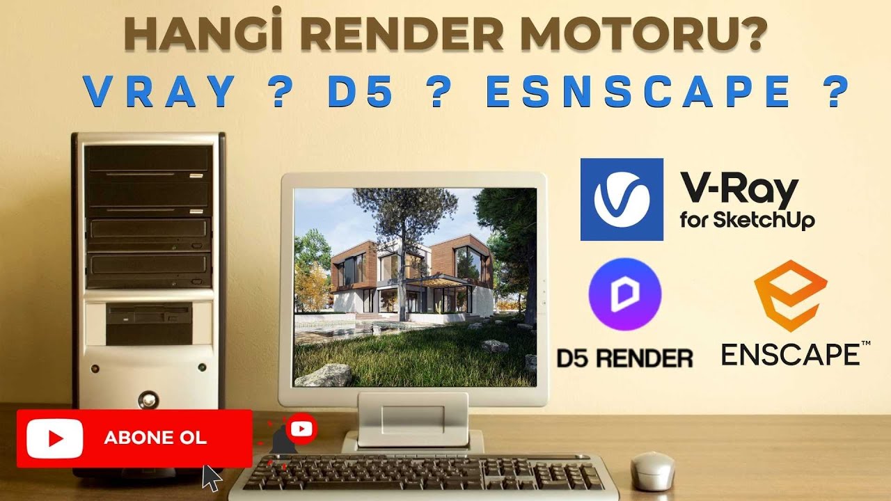 Sketchup POPÜLER RENDER motorlarını Karşılaştırıyoruz. D5-VRAY-ENSCAPE