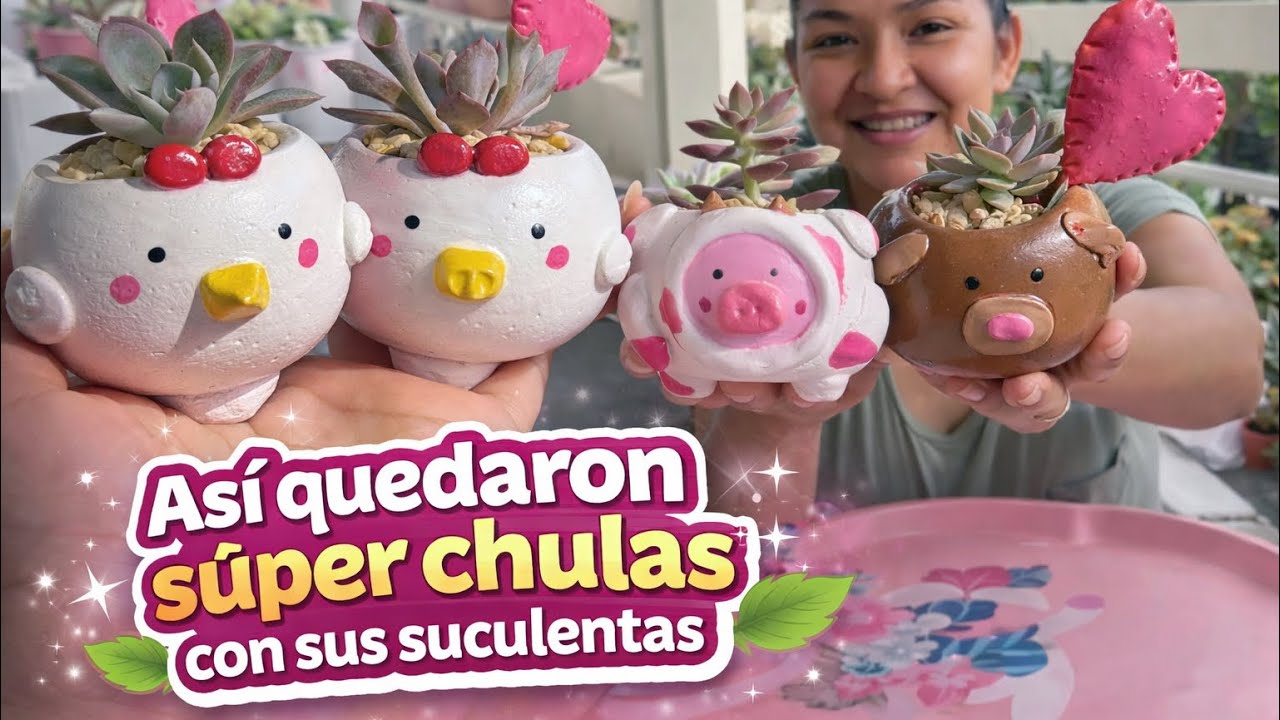 MACETAS DE ANIMALITOS CON SUS NUEVAS SUCULENTAS BEBÉS 💕
