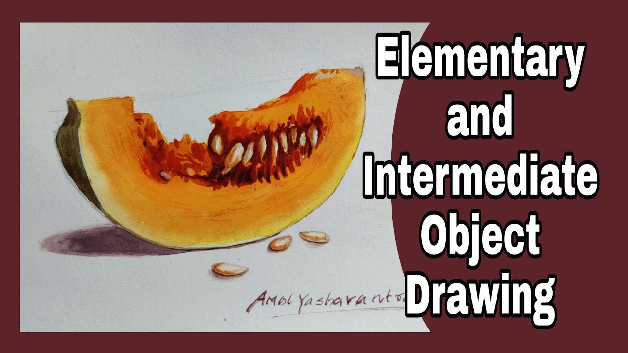 How to draw a pumpkin, bhopla, kaddu, with poster colour painting, drawing exam, art master