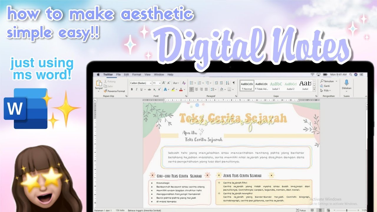 cara membuat catatan aesthetic di microsoft word! || cocok untuk pemula🌷🌼