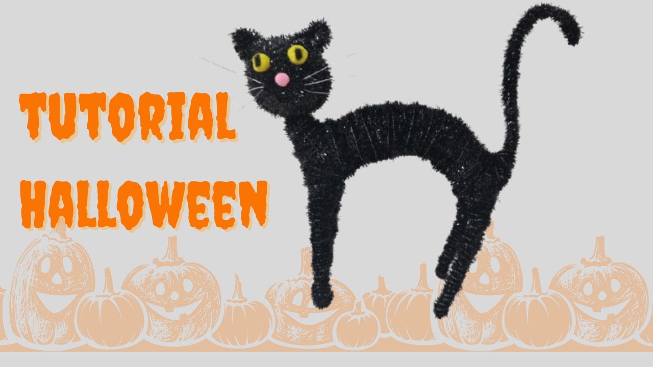 Gato erizado con limpiapas tutorial haloween/pipecleaner