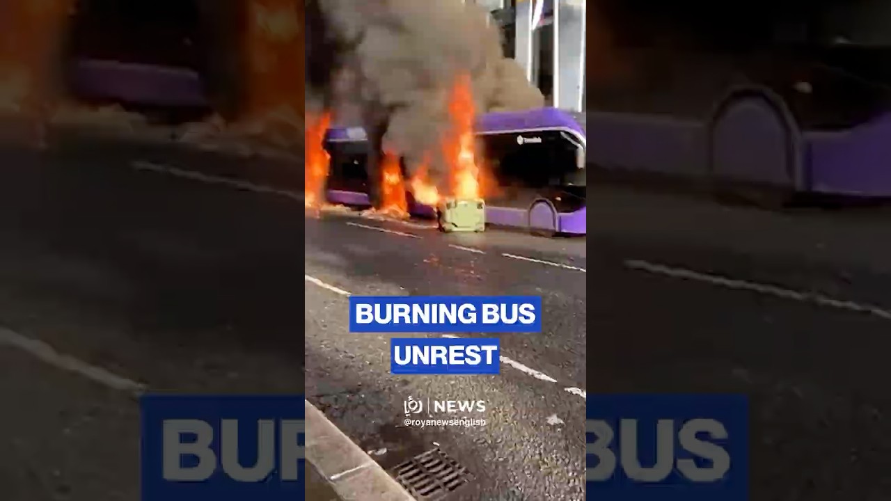 Bus set ablaze during unrest in Northern Ireland