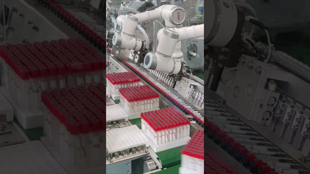 🧪JAKA Cobots handling medical test tubes in rows 