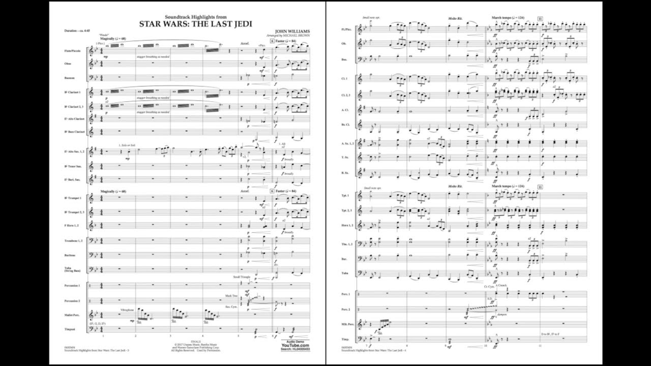 Soundtrack Highlights from Star Wars: The Last Jedi by John Williams/arr. Brown