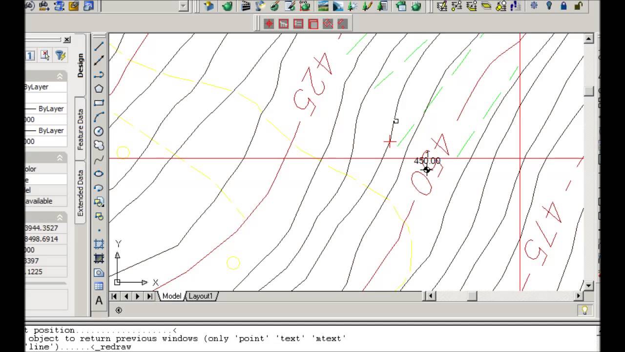 Visual lisp topographic map and longitudinal profile