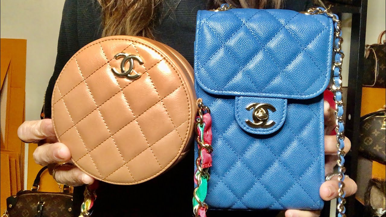 Chanel Clutch with Chain Comparison . Round 21P vs Rectangular 20S. ( Thoughts ,What Fits,Mod Shots)