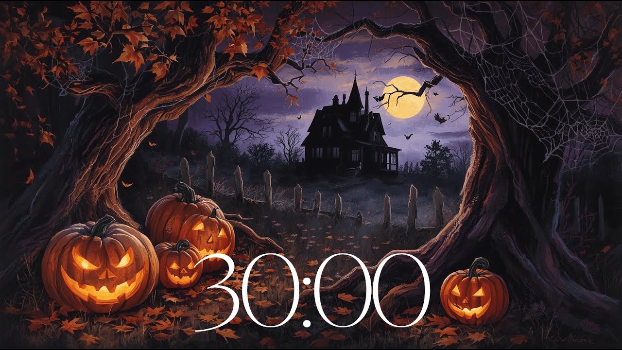 30 Minute Countdown Timer With Music (Smooth Jazz) - Haunted Halloween