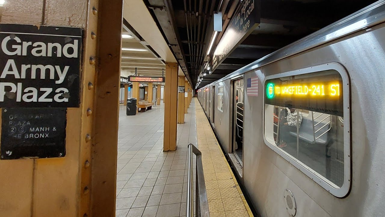 MTA NYC Subway: R142 & R142A (4) (5) Trains at Grand Army Plaza (Weekend)