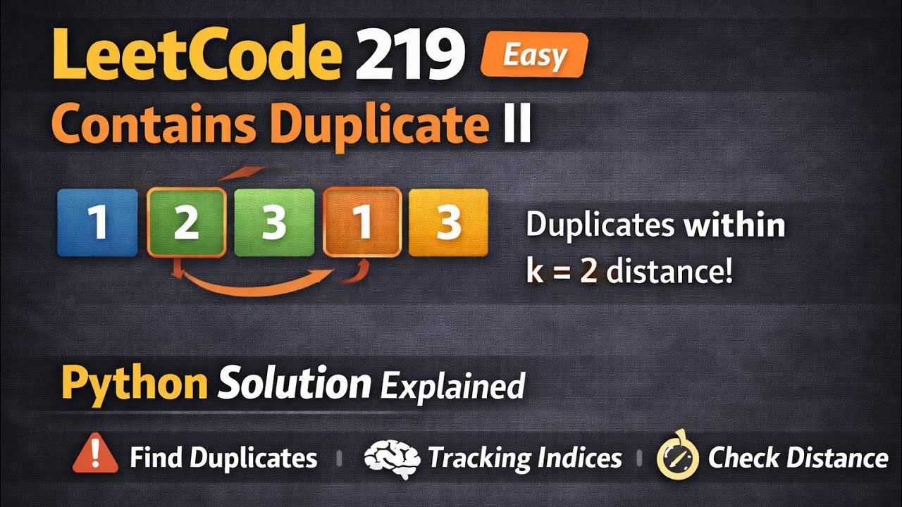 Leetcode 219 || Contain Duplicate 2 || python || full solution || detailed explanation 