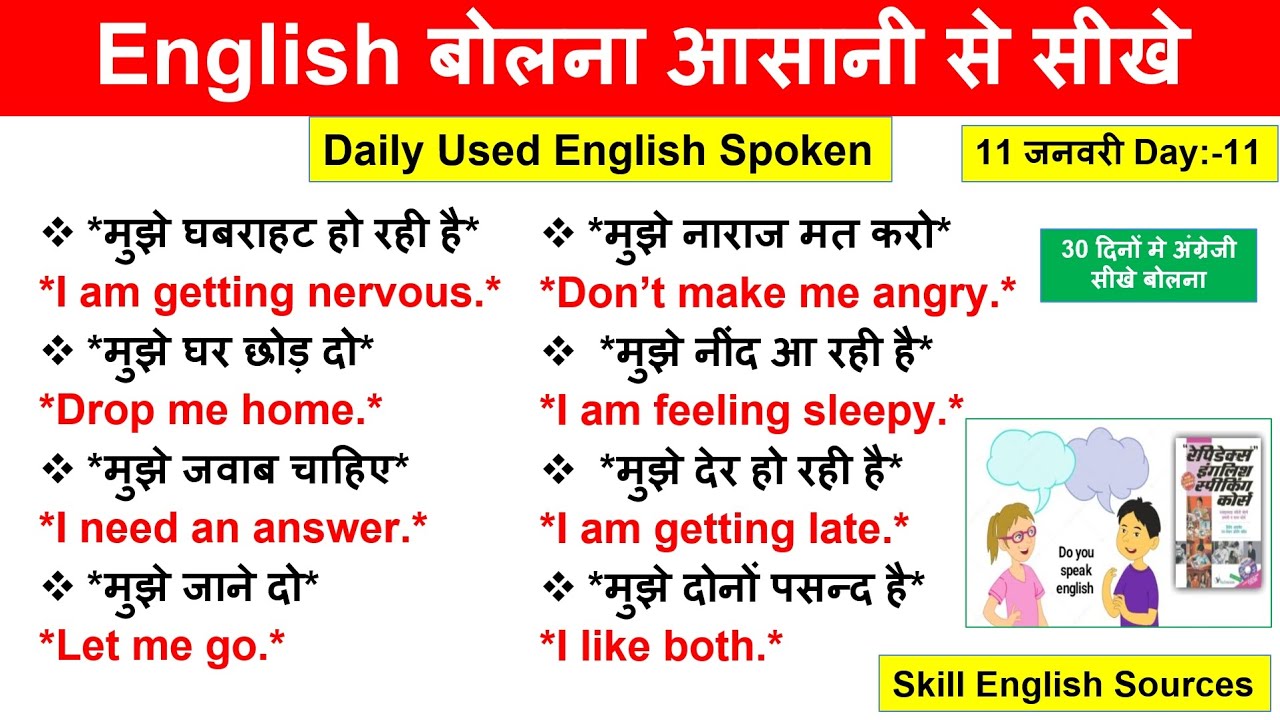 अंग्रेजी बोलना 30 दिनों में सीखें || प्रतिदिन बोले जाने वाले अंग्रेजी के महत्वपूर्ण वाक्य 
