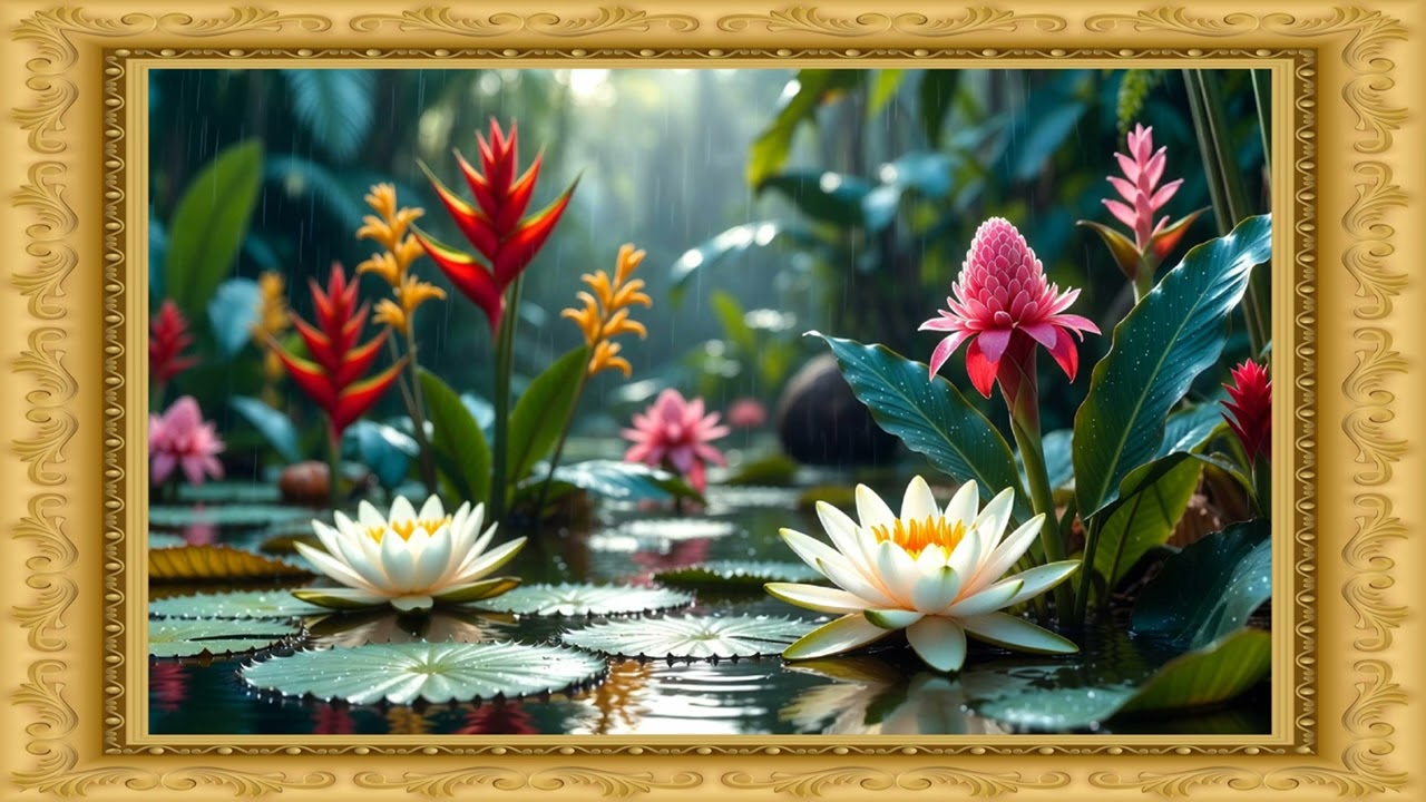 Raining Flower Art 4k Gold TV 4K Frame