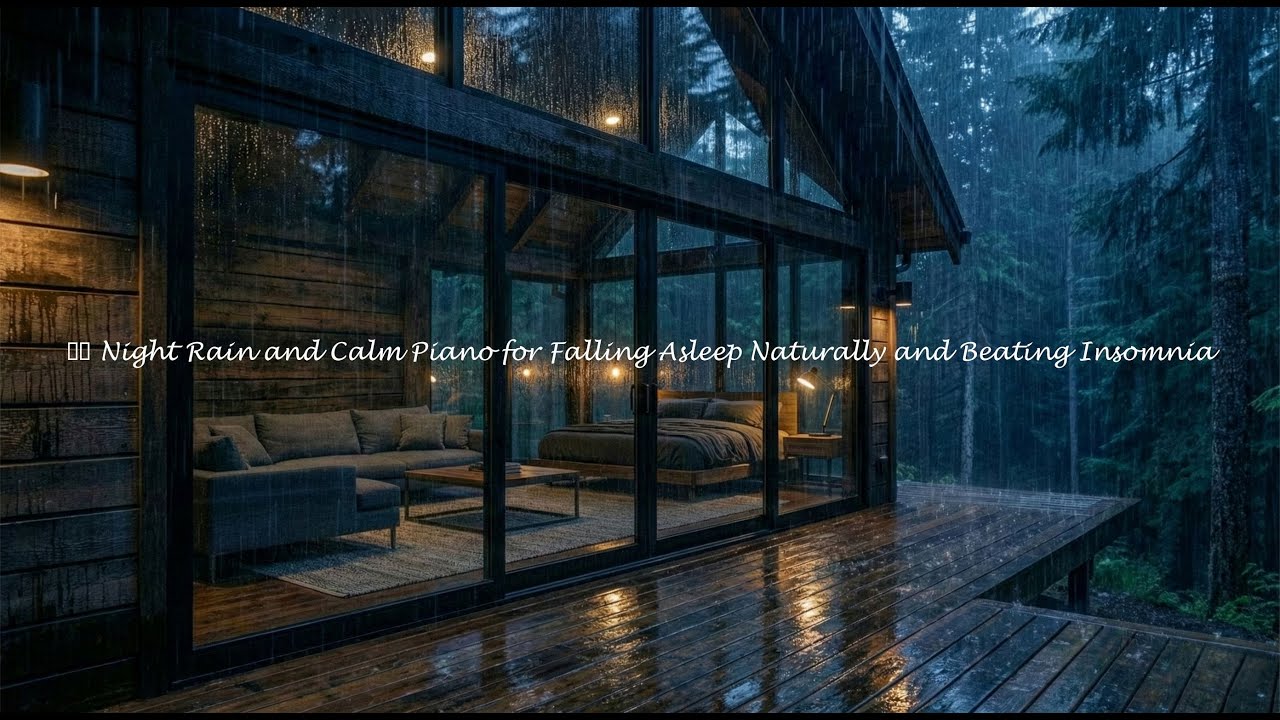 Calm Overnight Sleep Ambience with Rain and Piano 🌌 