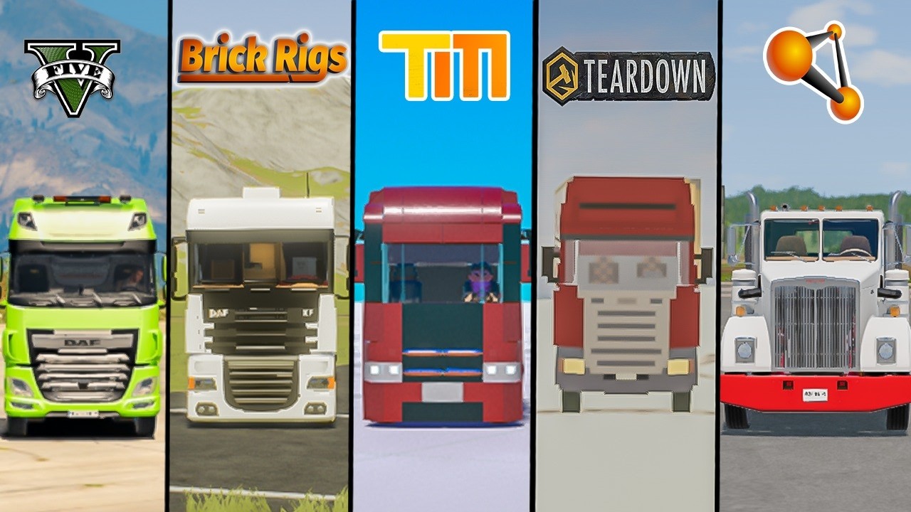 DAF TRUCK GTA 5 VS TEARDOWN VS BEAMNG DRIVE VS BRICK RIGS - WHICH IS BEST?