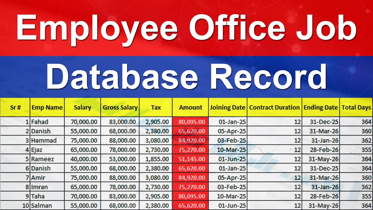 Excel Employee Record | Employee Database in Excel | Advanced Excel #exceltutoring