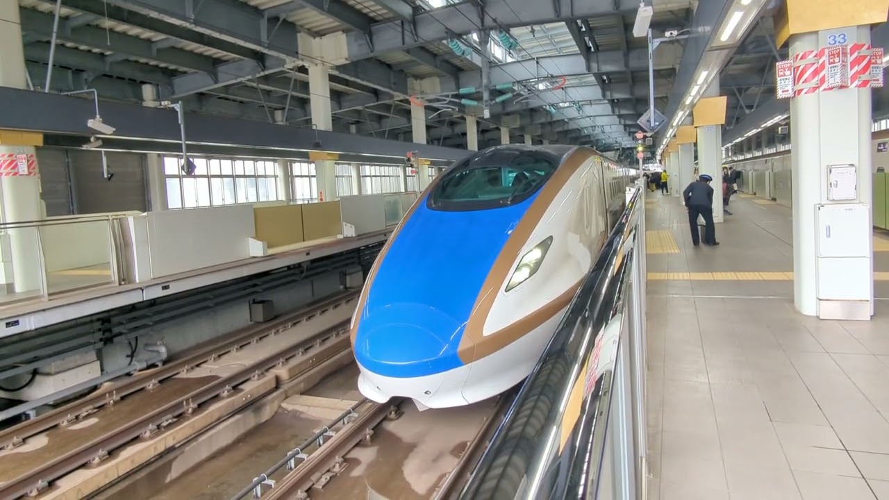 2026年3月19日北陸新幹線金沢(駅)13番のりば3507Eかがやき507号(金沢·)敦賀行き着発 E7系F11編成運行(608Eあさま608号→)3507Eかがやき507号(金沢·)敦賀行き