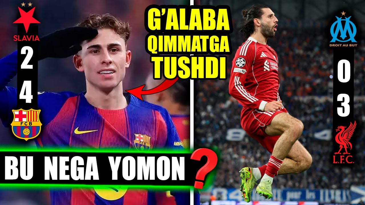 YECHL | Barselona 4–2 Slavia — TOP-8 pley-off IMKON bormi? Stabil Liverpul, Yirtqich Bavariya!