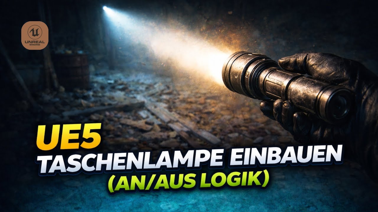 UE5 Taschenlampe einbauen (An/Aus Logik) | Blueprint Tutorial