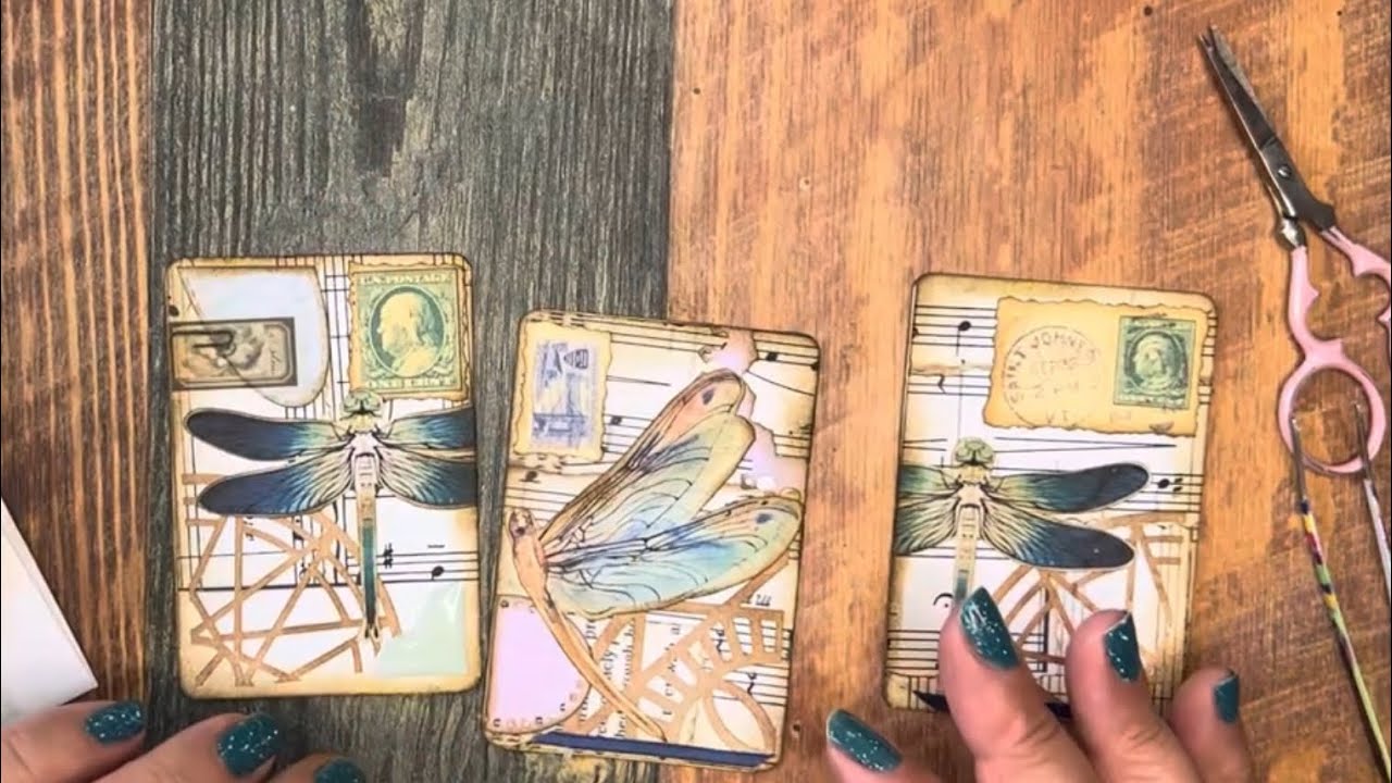 Decorating dragonfly ATCs -episode 2