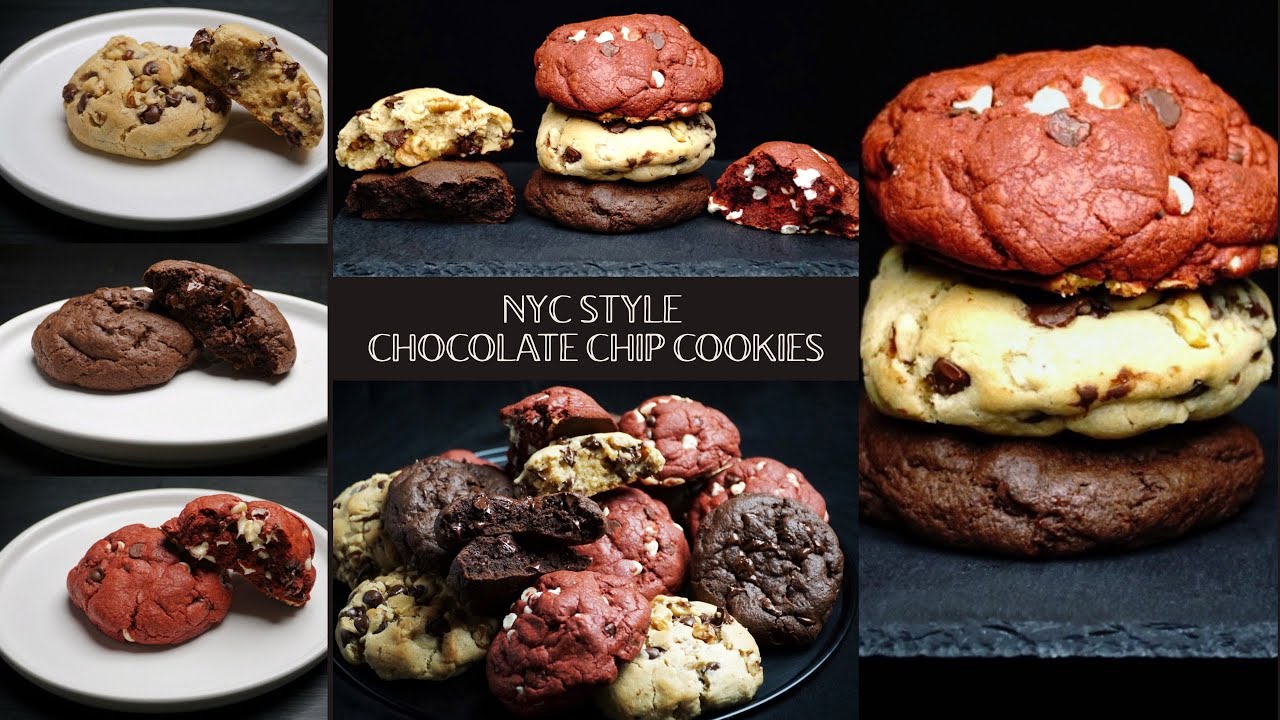 How To Make NYC Style Chocolate Chip Cookies In Three Flavours | Soft & Chunky Monster Cookies!