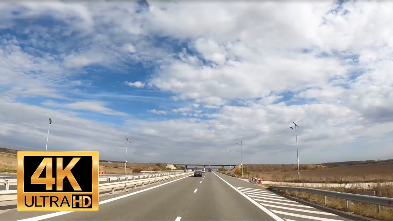 Autostrada A3 Highway, Ploiesti to Bucharest. 4K Video