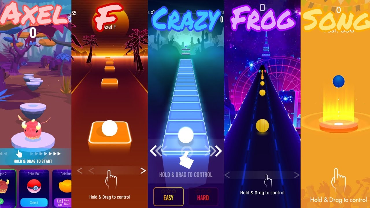 Axel F Crazy Frog - Hop Ball Vs Tiles Hop Vs Dancing Sky Vs Dancing Road Vs Beat Jumper