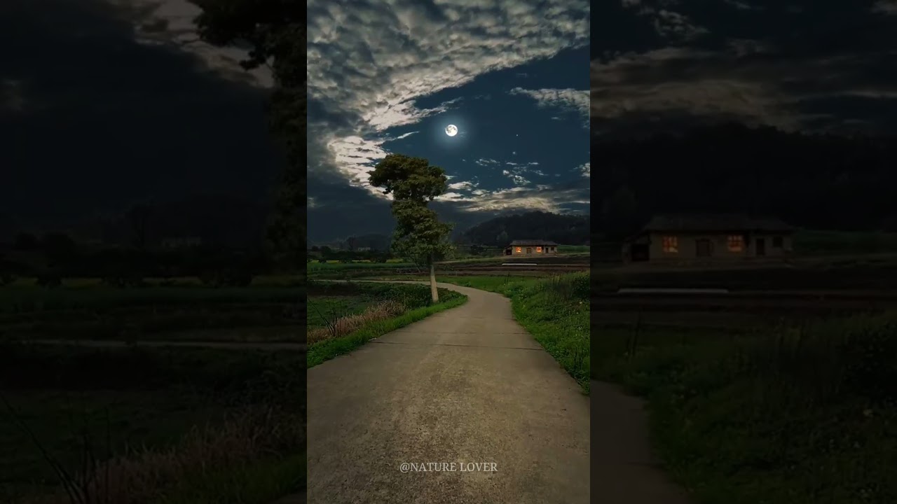 ✨ Village Nights That Feel Like a Painting #MoonAesthetic #nightaesthetic #nature