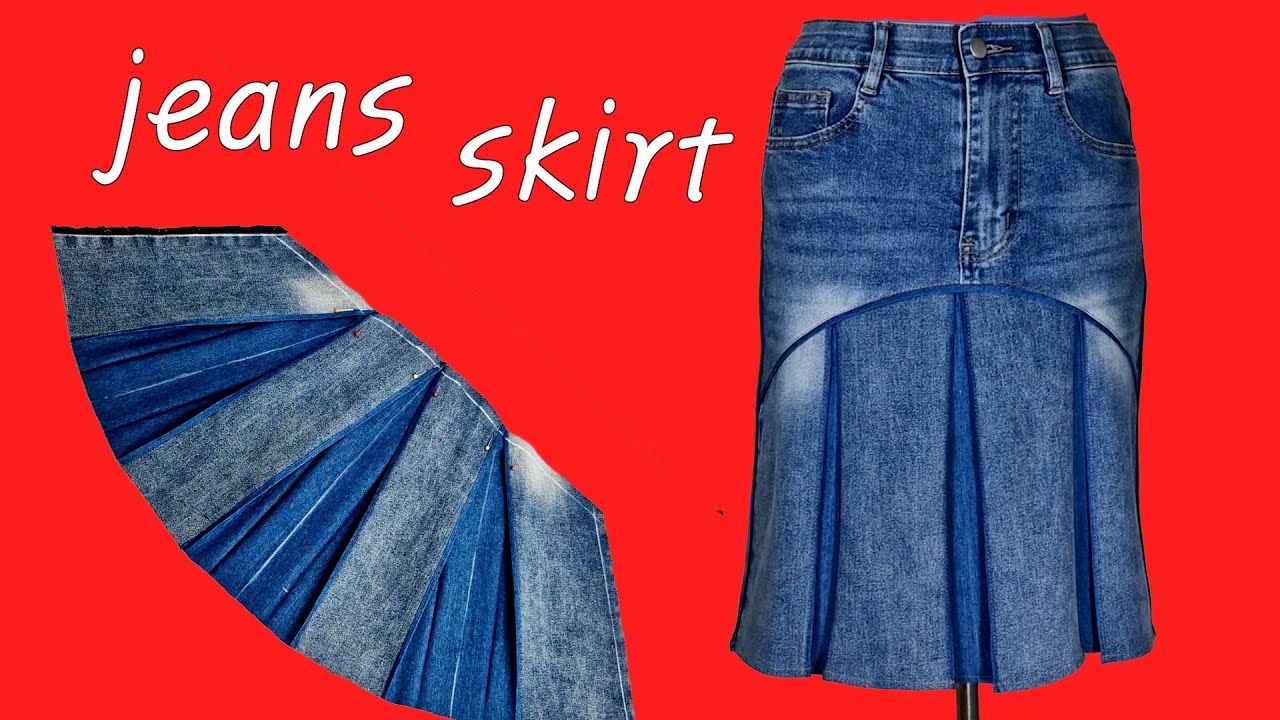 diy 낡은 청바지&자투리 천으로 주름 스커트 만들기/ Making pleated skirts with old jeans and scraps of cloth/ 데님으로 치마 만들기