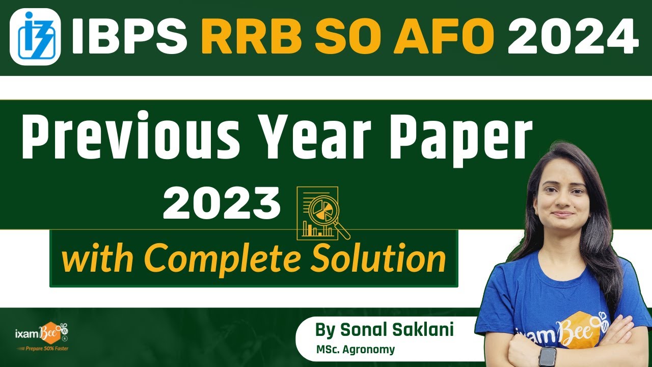 IBPS RRB SO AFO 2024 || Previous Year Paper 2023 with Complete Solution || By Sonal Mam