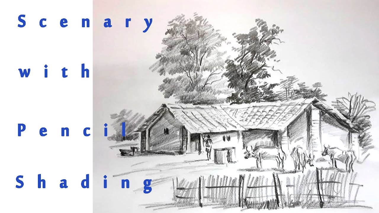 Scenary of Village | Pencil Shading| Real Time