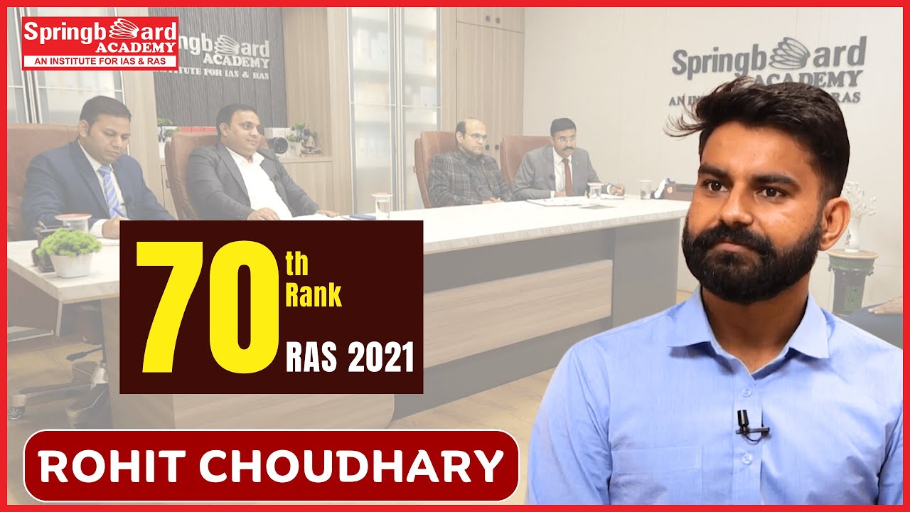 Mr. Rohit Choudhary | RAS-2021 | Rank-70 | Classroom Student | Mock Interview | Spring Board Academy