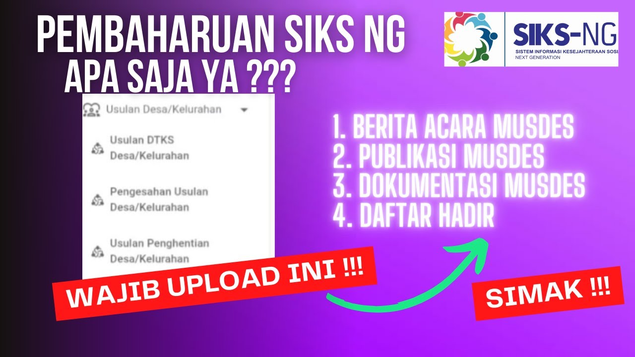 TERBARU USULAN DTKS DAN BANSOS PADA APLIKASI SIKS NG ONLINE || UPLOAD BERITA ACARA / SPTJM | #dtks