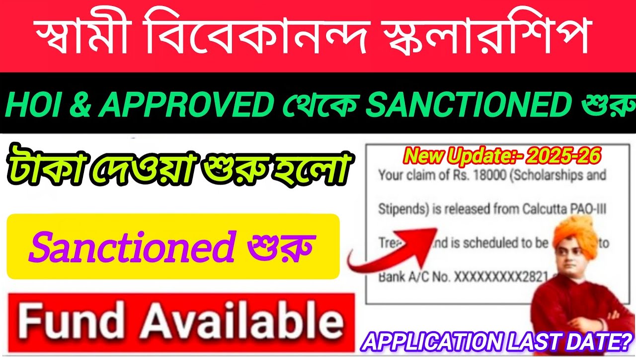 Swami Vivekananda Scholarship 2025-26 taka kobe pabo? || svmcm scholarship 2025-26 update