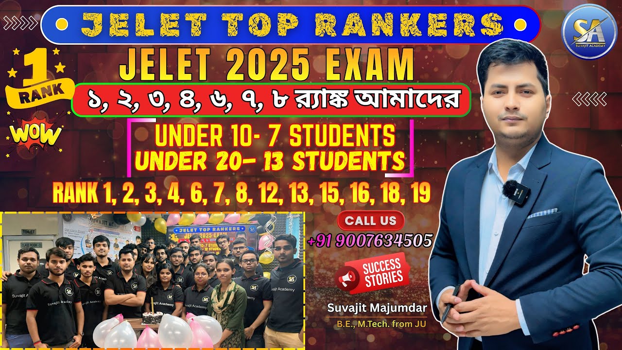 JELET 2025 Exam Rank 1 2 3 4 6 7 8 Rankers List | JELET Number 1 Top Coaching Institute JELET Result