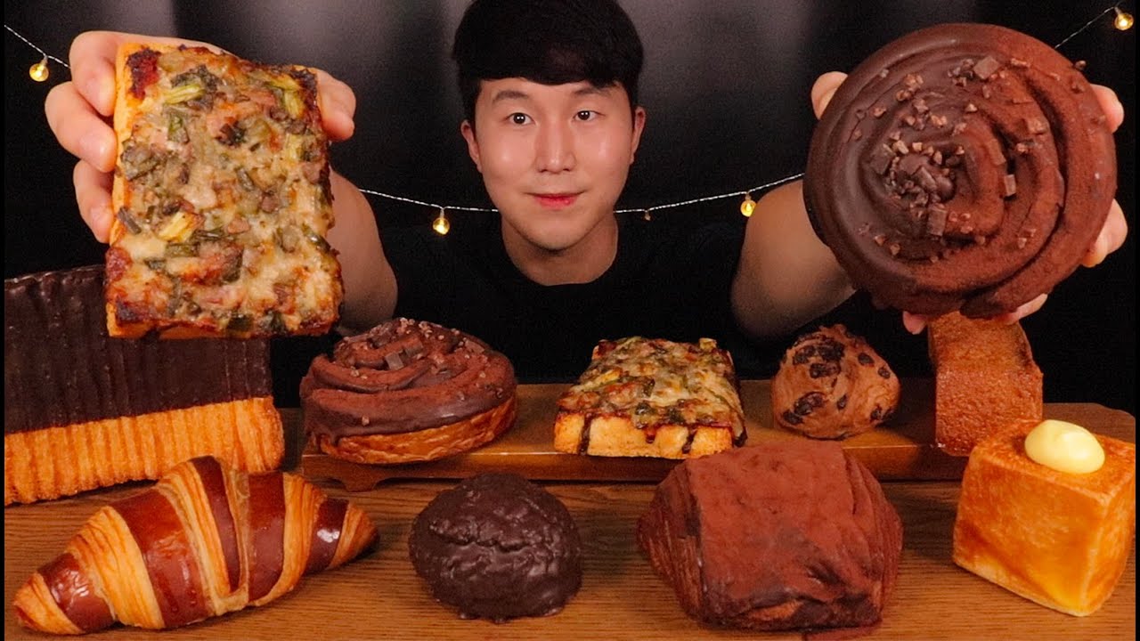 [SUB]아우어베이커리 밀도베이커리 더티초코, 허니러스크, 초코스콘 빨미까레(Honey Rusk, Choco Scones, Toast, Custard Cream)#MUKBANG