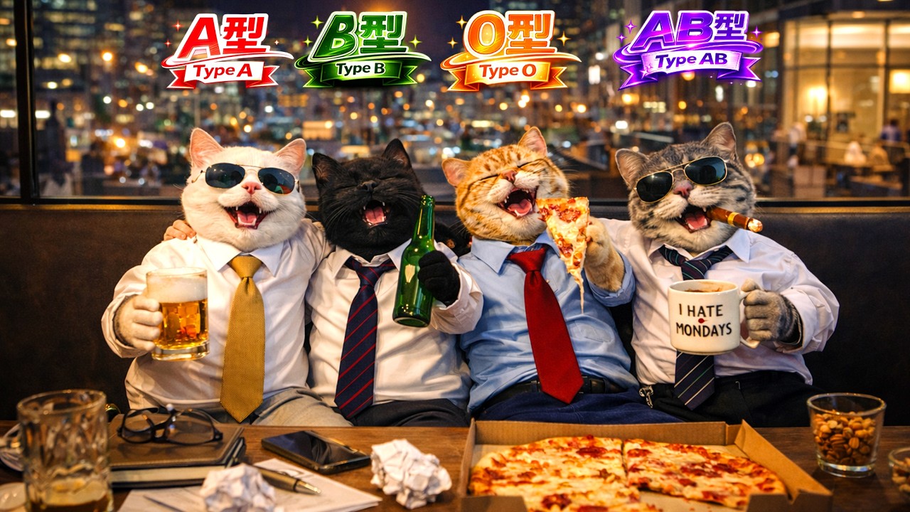 【血液型あるある】How Do You Relax After Work? 🏢🍻🐱