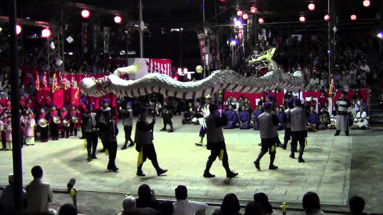 2014長崎くんち　五嶋町・龍踊り（じゃおどり）　長崎市公会堂前・前日くんちの夕べ　20141007 194836