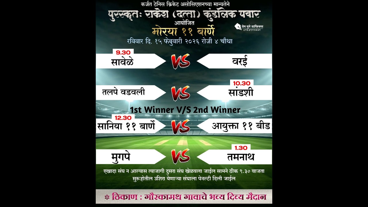 मोरया ११ चषक २०२६ बार्णे ।। अंतिम दिवस ।। #ktc_live_event