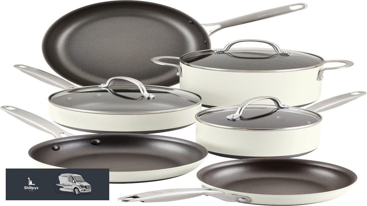 Anolon Achieve Hard Anodized Nonstick Cookware Pots and Pans Set 9 Piece
