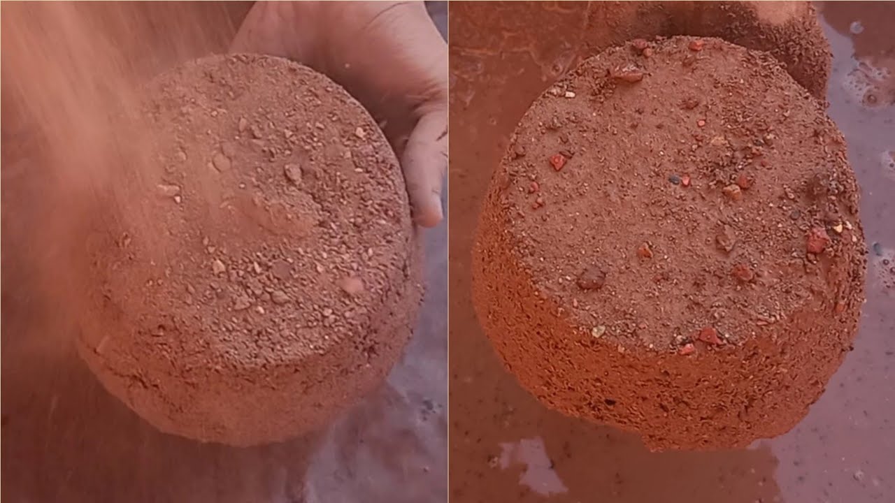 #Asmr:♥️Extra Smokey Soft Gritty Red Soil Dusty Dry and Water Crumbling/Dipping and Paste Play💦