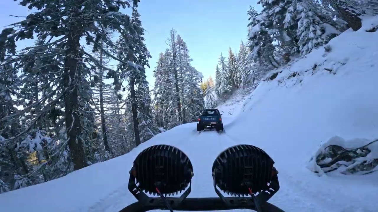 snow wheeling in the jeep TJ behind Ashton in the yee yee toyota