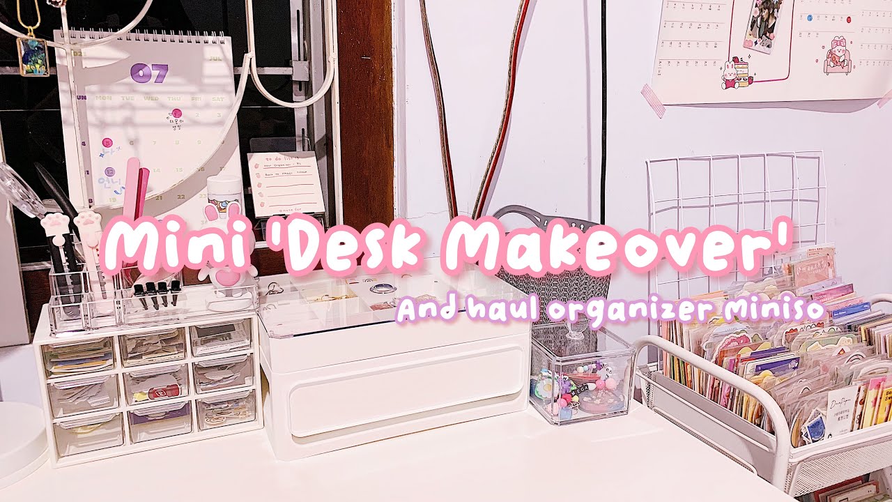 •. Tata Meja Belajar + Haul Organizer Miniso!! Mini Desk Makeover .•